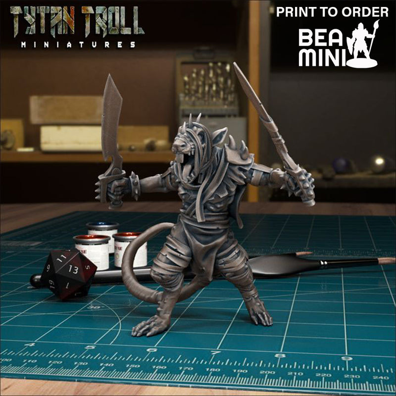 Plague Rat Warrior | BeaMini Print to Order Miniatures