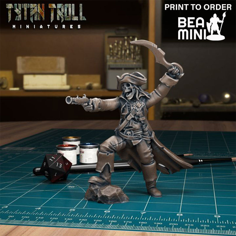 Skeleton Pirate Captain 02 | BeaMini Print to Order Miniatures