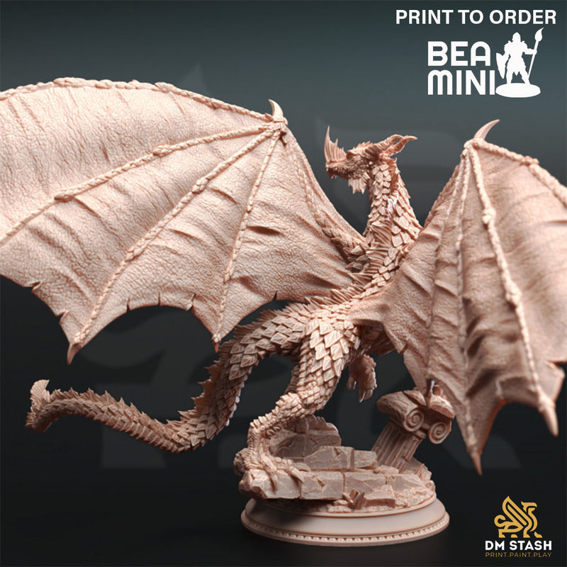 Midorius the Broken - Juvenile Green Dragon | BeaMini Print to Order Miniatures