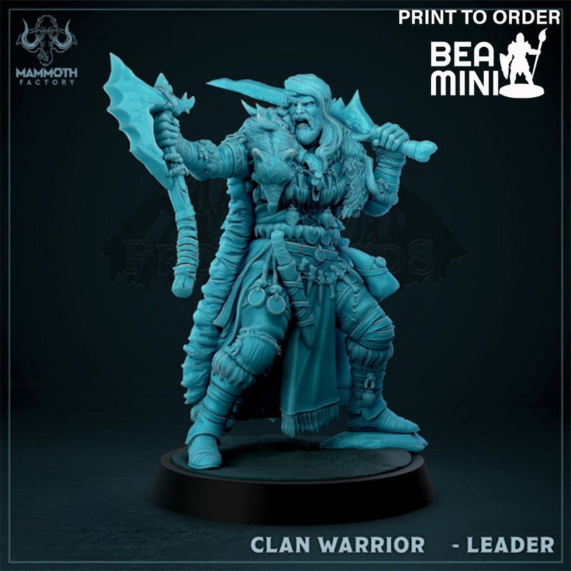 Barbarian Clan Warrior Leader | BeaMini Print to Order Miniatures