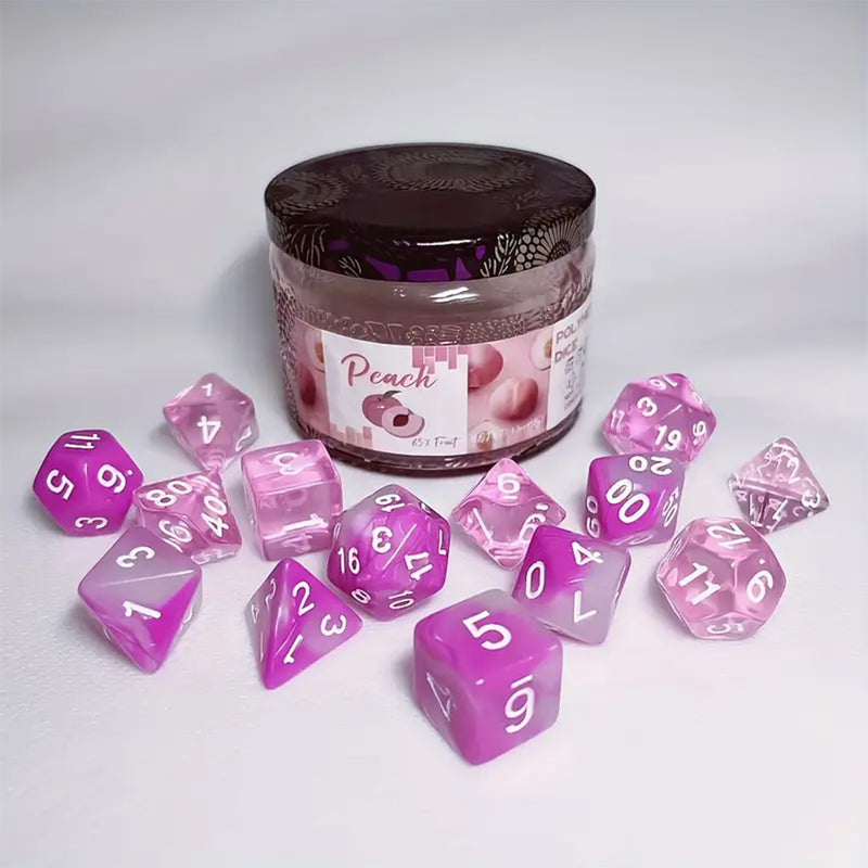 Peach Jam Dice (2 sets of 7 dice)