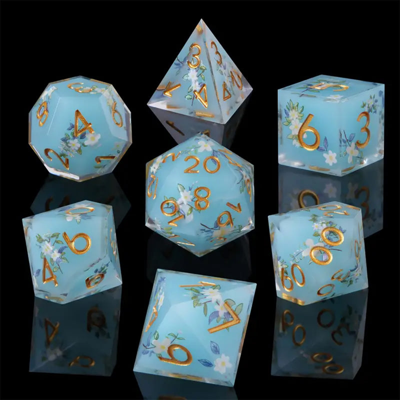 Bridgerton - Handcrafted Sharp Edge Dice Set & Dice Case