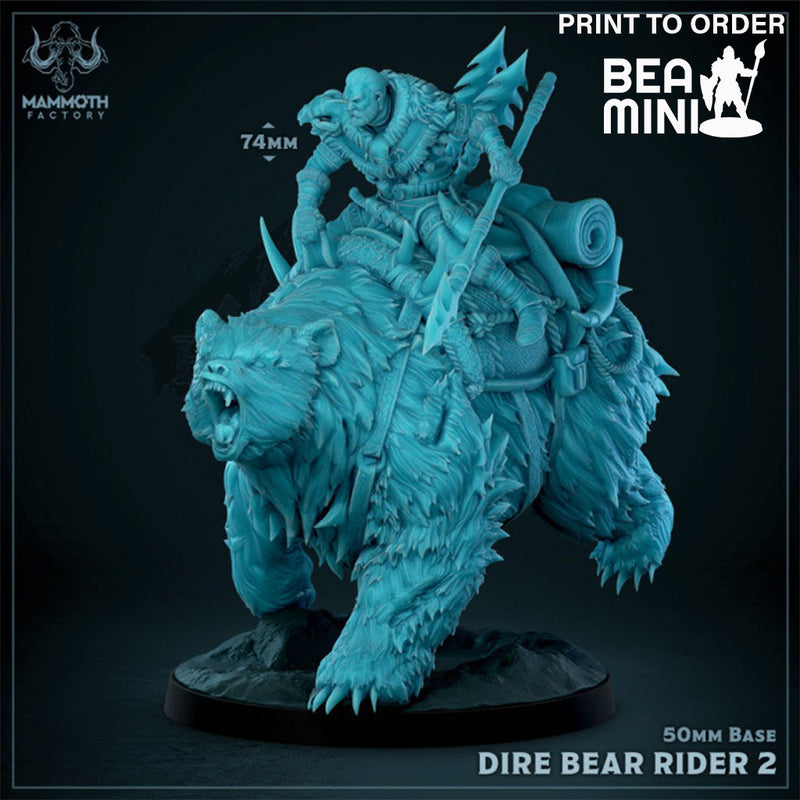 Dire Bear with Rider | BeaMini Print to Order Miniatures