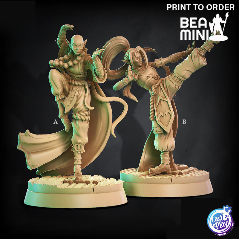 Elven Monks | BeaMini Print to Order Miniatures