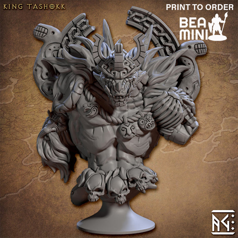 Lizardmen King - Tashokk the Great Bust | BeaMini Print to Order Miniatures