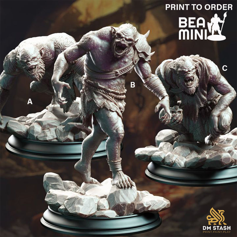 Trogg Cannibals | BeaMini Print to Order Miniatures