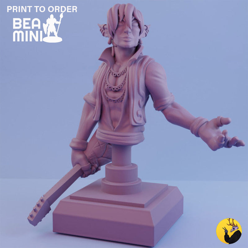 Elf Bard Bust | BeaMini Print to Order Miniatures