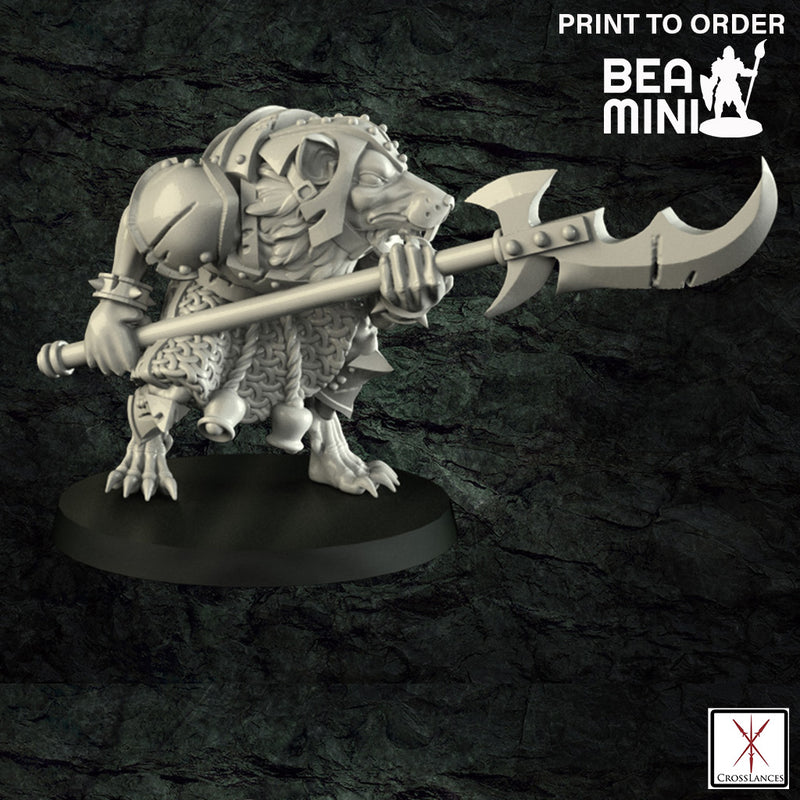 Ratkin Halberdier | BeaMini Print to Order Miniatures