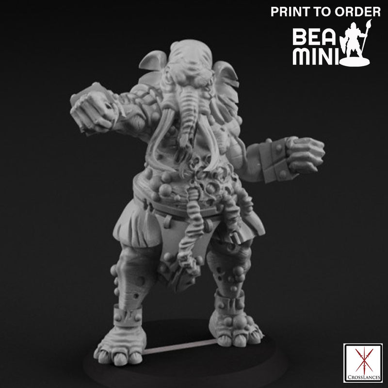 Undead Loxodon Monk | BeaMini Print to Order Miniatures