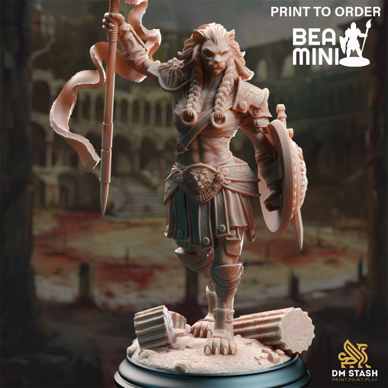 Lioness Gladiator - Aktara Adrientem | BeaMini Print to Order Miniatures