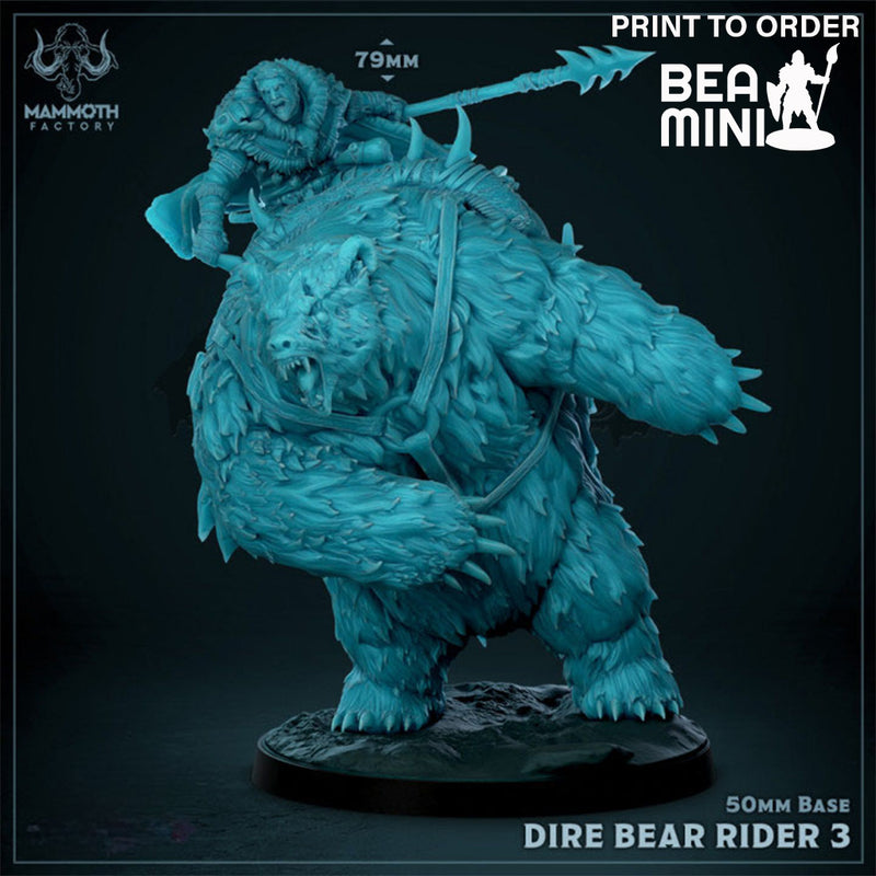 Dire Bear with Rider | BeaMini Print to Order Miniatures