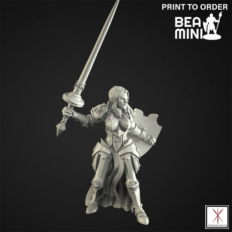 Human Female Knight | BeaMini Print to Order Miniatures