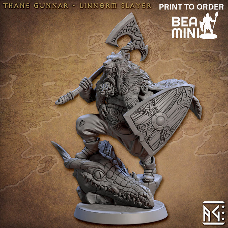 Thane Gunnar - Linnorm Slayer | BeaMini Print to Order Miniatures