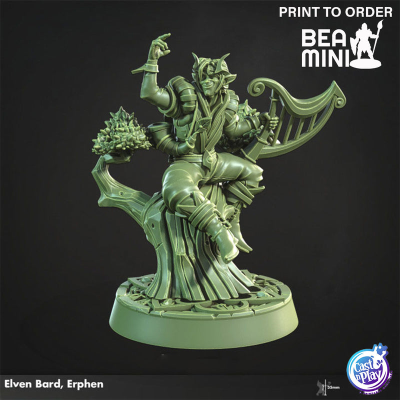 Elven Bard, Erphen | BeaMini Print to Order Miniatures