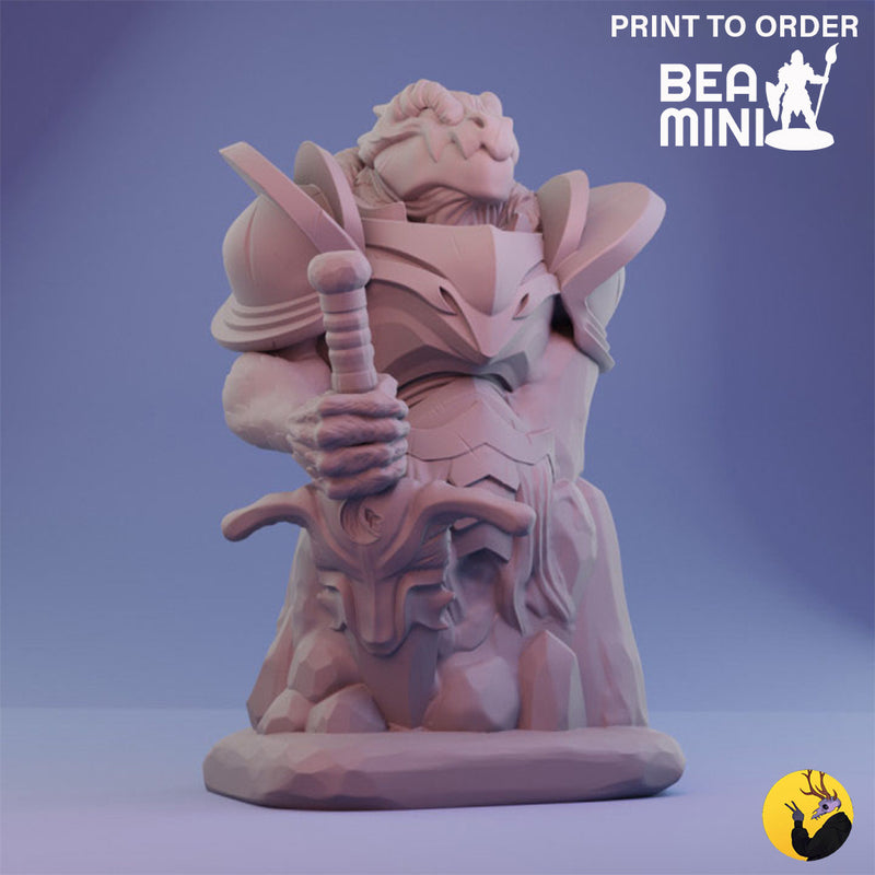 Dragonborn Paladin Bust | BeaMini Print to Order Miniatures