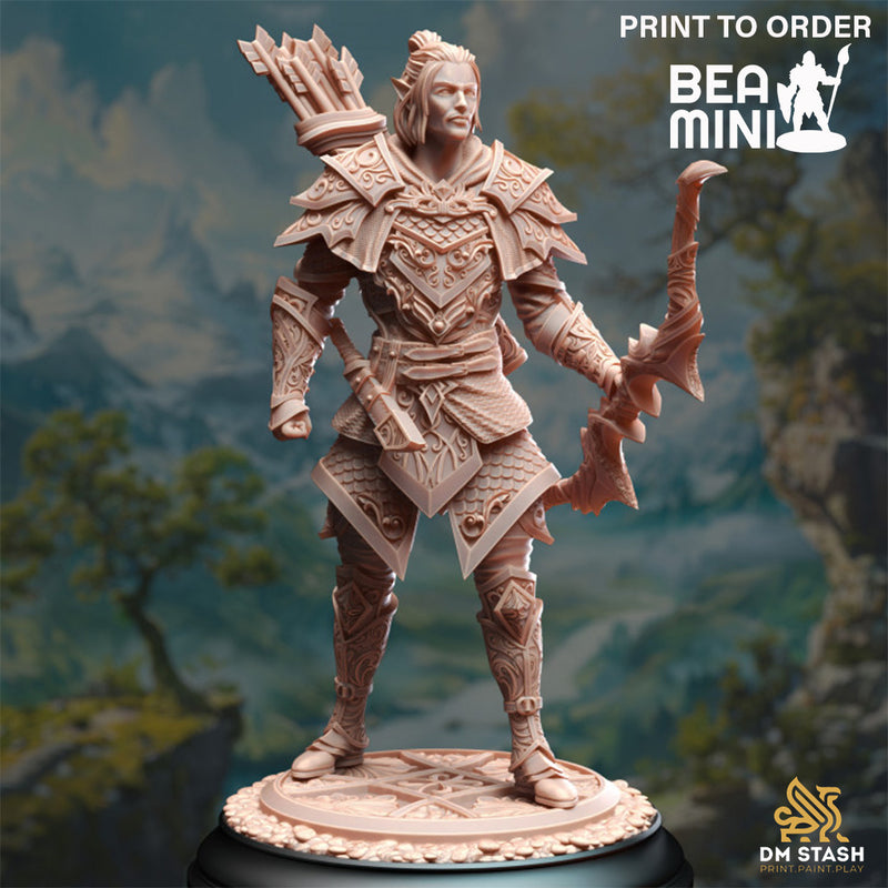 Elven Monster Hunter Ranger - Ervion ro Estel | BeaMini Print to Order Miniatures