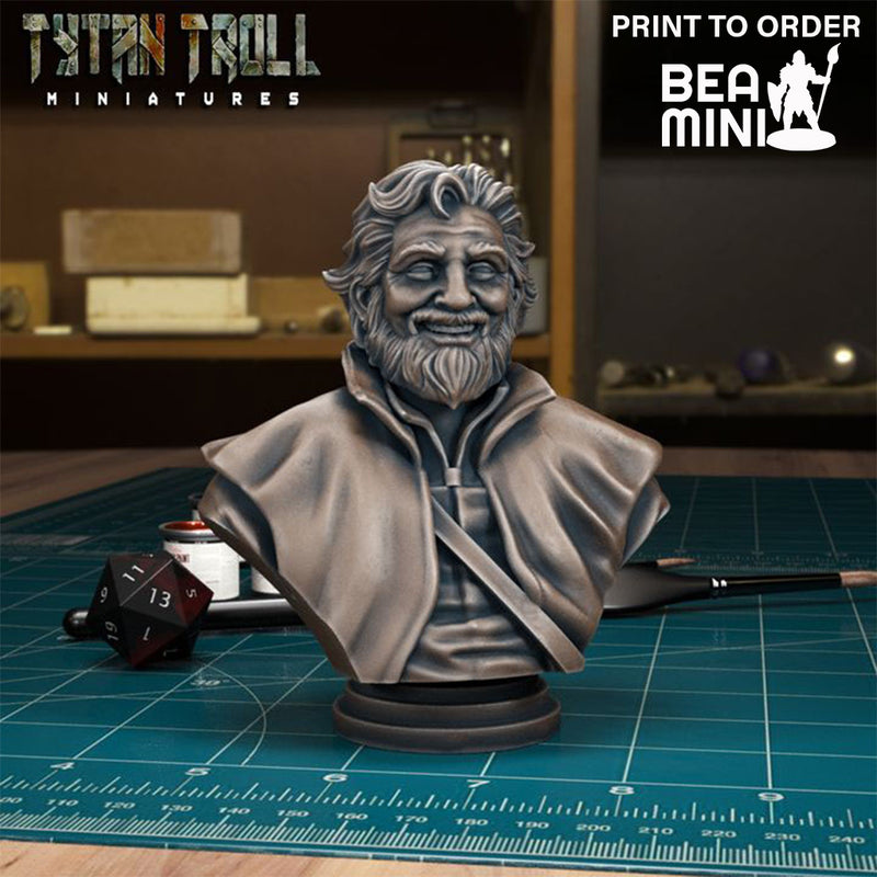 Smiling Bearded Man Bust | BeaMini Print to Order Miniatures