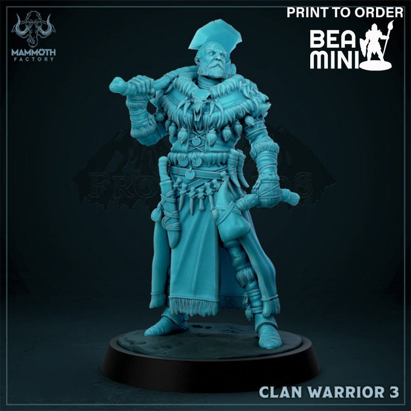 Barbarian Clan Warrior 3 | BeaMini Print to Order Miniatures