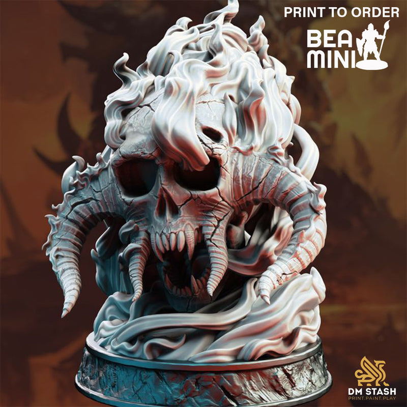 Giant Flaming Infernal Skull | BeaMini Print to Order Miniatures