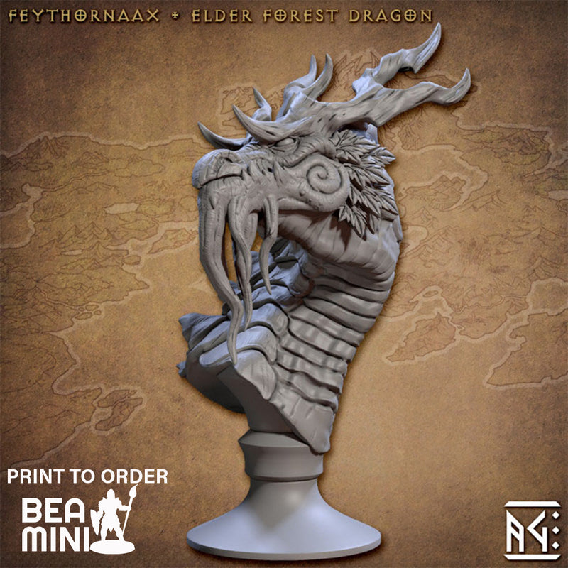 Feythornaax – Elder Forest Dragon Bust | BeaMini Print to Order Miniatures