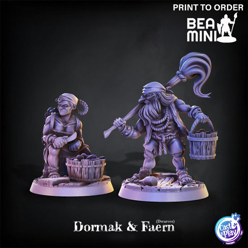 Dormak & Faern (Dwarves) | BeaMini Print to Order Miniatures