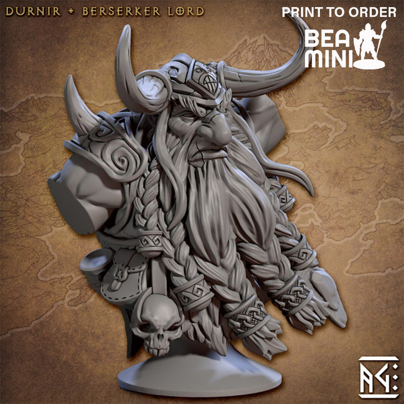 Dwarf Berserker Bust | BeaMini Print to Order Miniatures