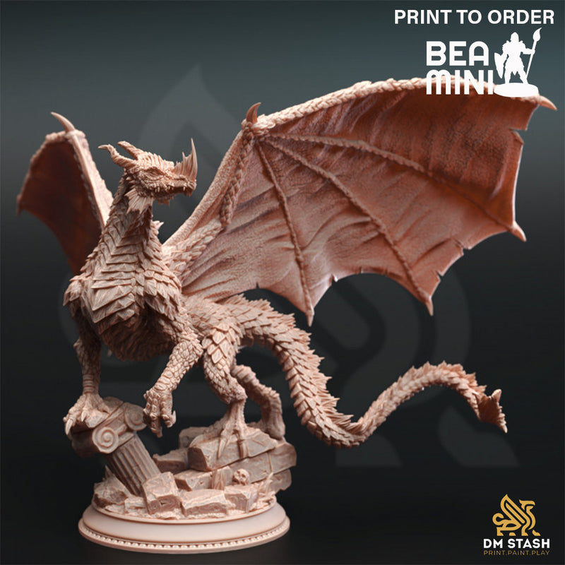 Midorius the Broken - Juvenile Green Dragon | BeaMini Print to Order Miniatures