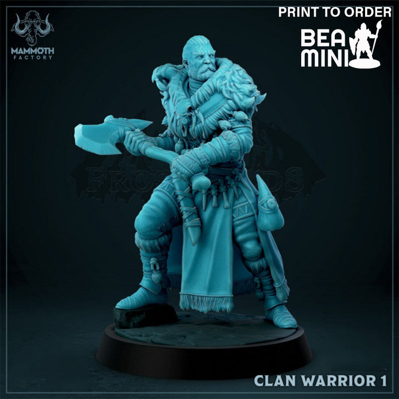 Barbarian Clan Warrior 1 | BeaMini Print to Order Miniatures