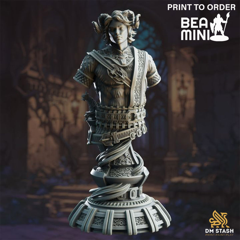 Bust of Tiefling Infernal Warlock,Heron of Daronai | BeaMini Print to Order Miniatures