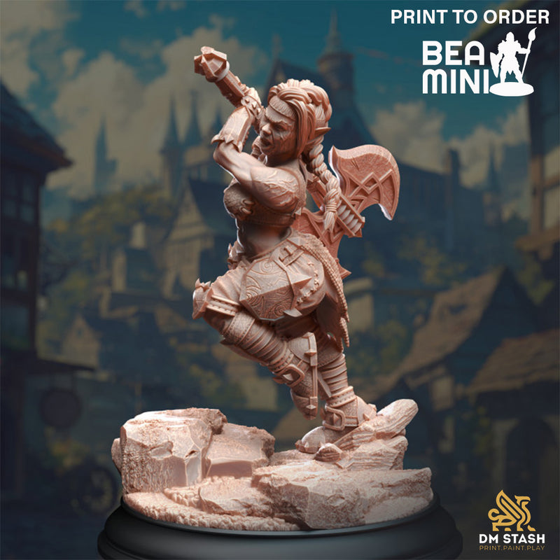 Duergar Battlerager Barbarian - Gatha | BeaMini Print to Order Miniatures