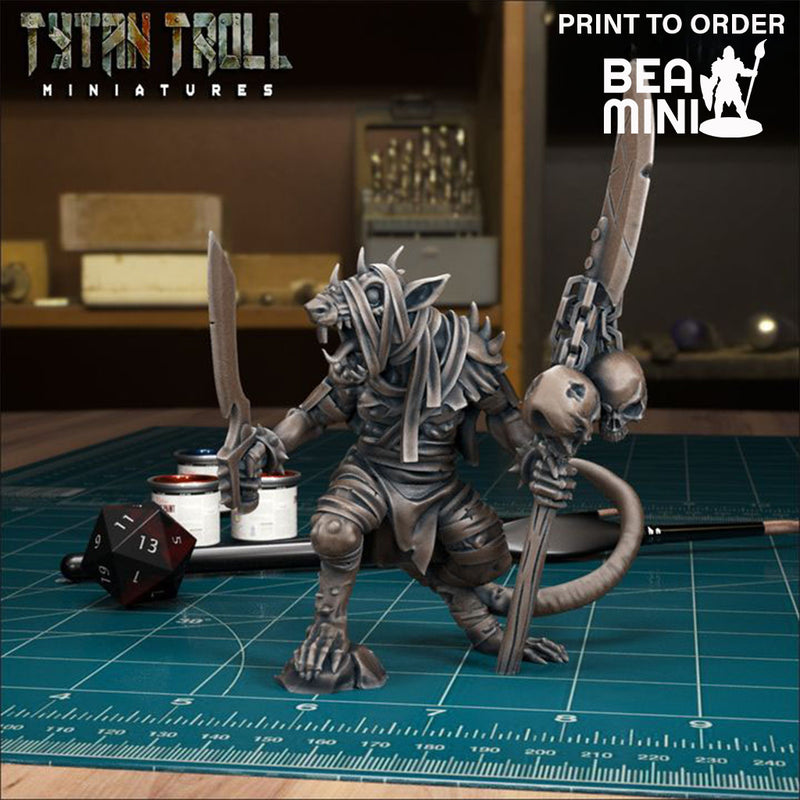 Plague Rat Warrior | BeaMini Print to Order Miniatures