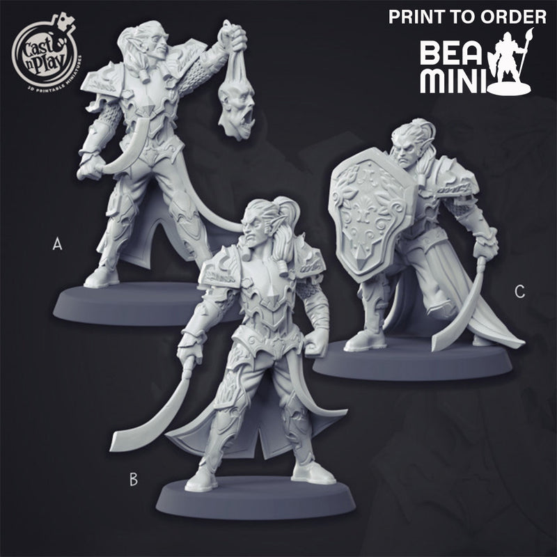 Elven Warriors | BeaMini Print to Order Miniatures