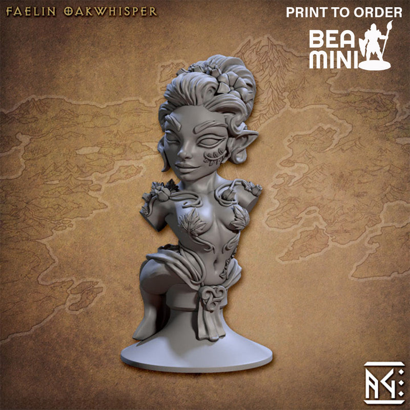 Pinup Bust: Faelin Oakwhisper | BeaMini Print to Order Miniatures