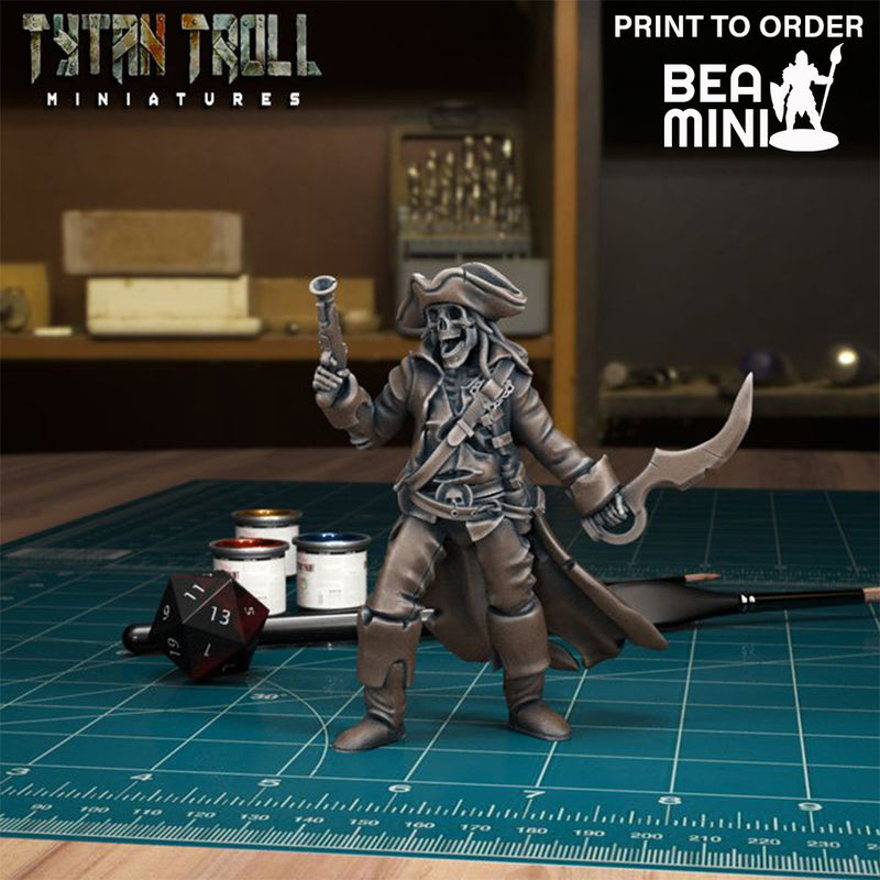 Skeleton Pirate Captain 01 | BeaMini Print to Order Miniatures