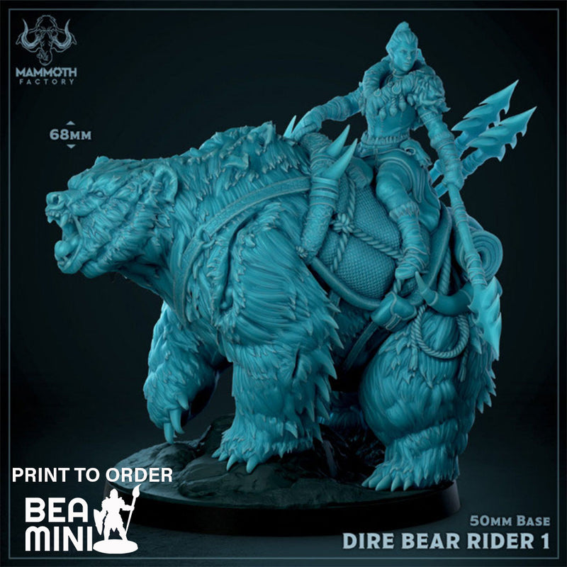 Dire Bear with Rider | BeaMini Print to Order Miniatures