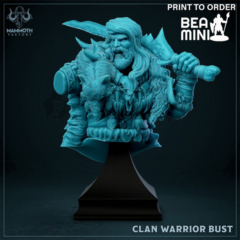 Clan Warrior Bust | BeaMini Print to Order Miniatures