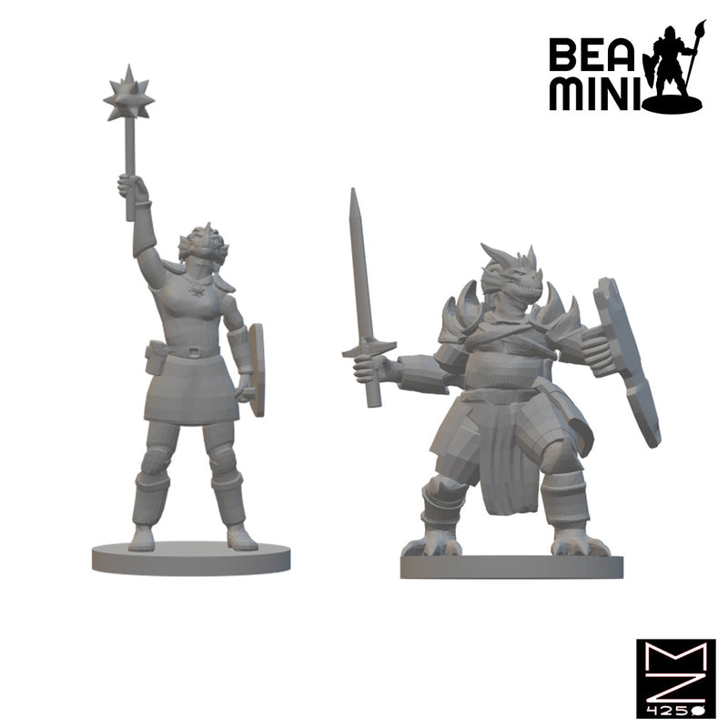 Dragonborn Paladins | BeaMini Unpainted RPG Miniatures