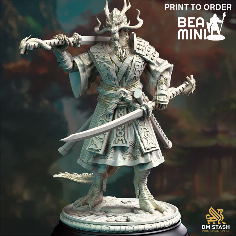 Dragonborn Samurai - Ryuma | BeaMini Print to Order Miniatures