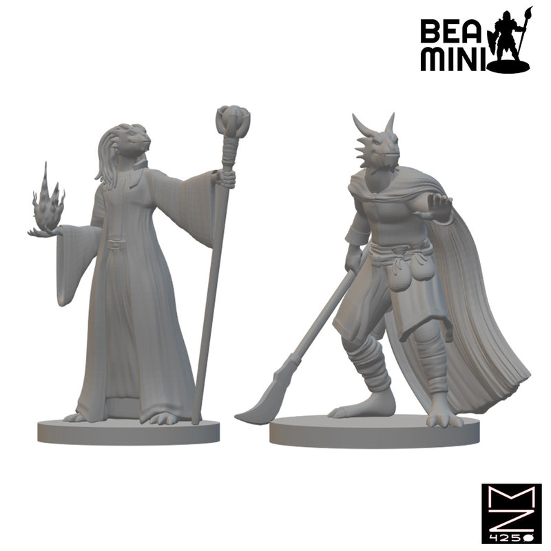 Dragonborn Sorcerers | BeaMini Unpainted RPG Miniatures