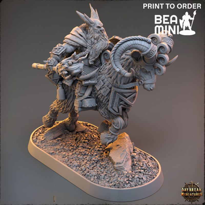 Drimulf Shortfuse on Fire Goat - Deviant Dwarves of the Pandemonium | BeaMini Print to Order Miniatures