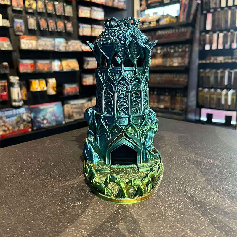 3D Printed Dice Tower - Druids Tower (Green/Blue/Gold)