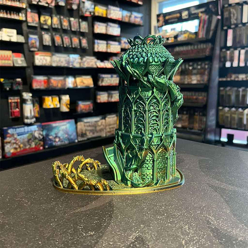 3D Printed Dice Tower - Druids Tower (Green/Blue/Gold)