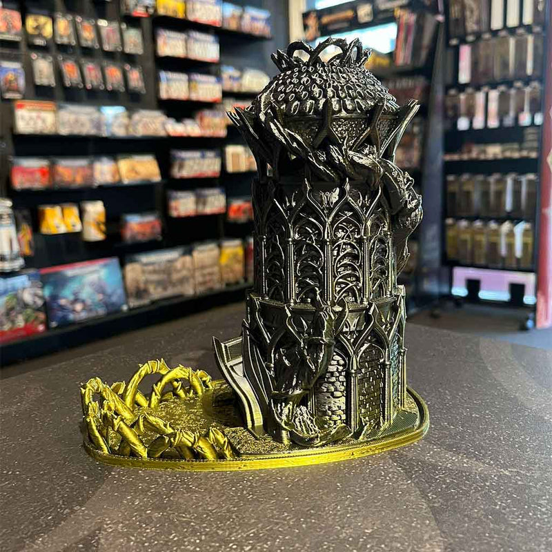 3D Printed Dice Tower - Druids Tower (Green/Black)