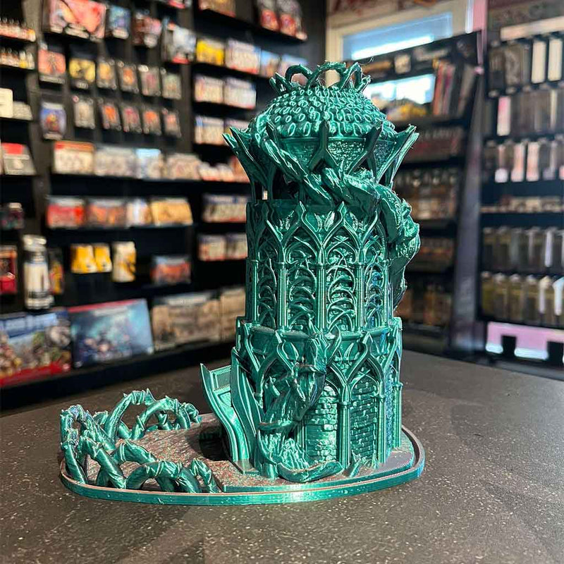 3D Printed Dice Tower - Druids Tower (Pink/Teal)