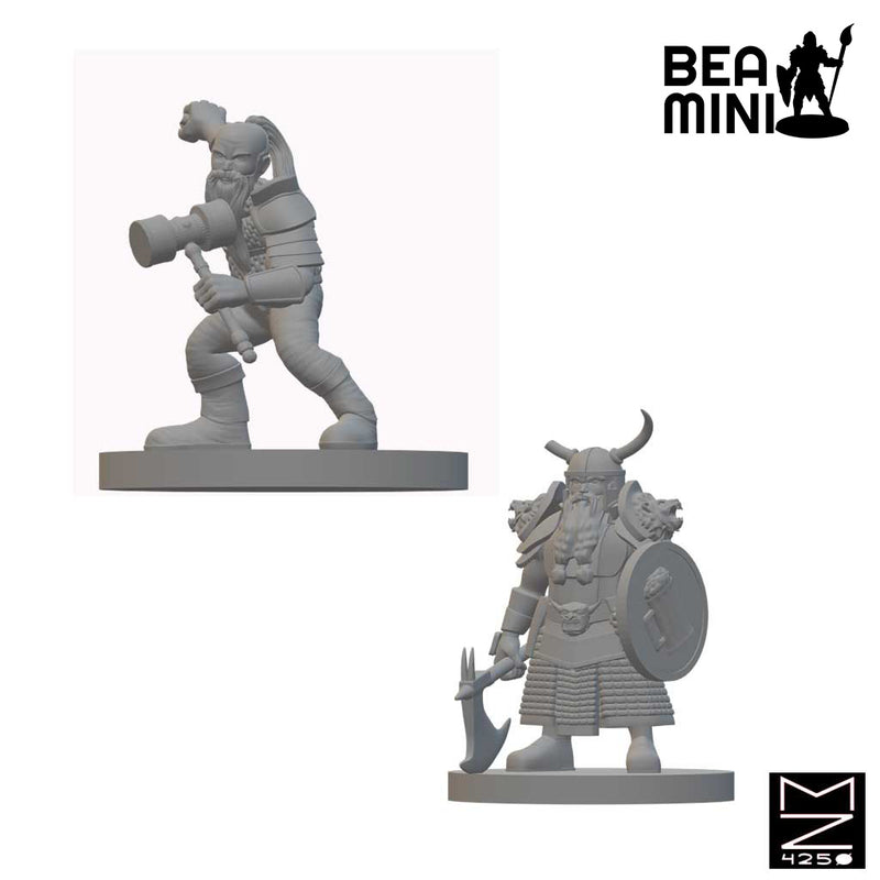 Dwarf Fighters | BeaMini Unpainted RPG Miniatures