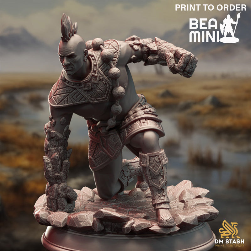 Earth Genasi Brawler - Markus Craghand | BeaMini Print to Order Miniatures