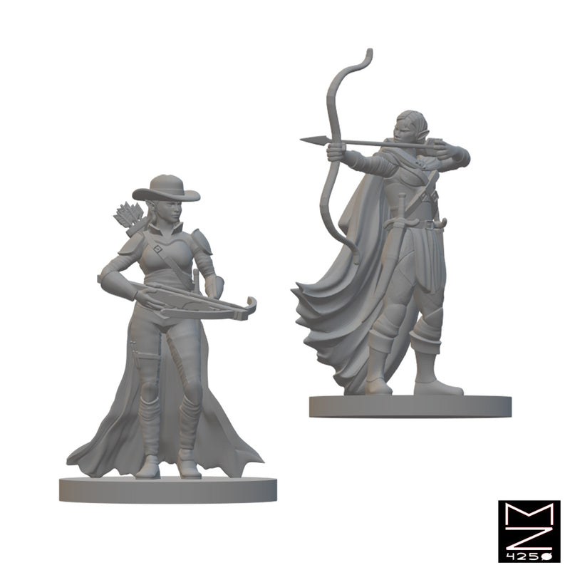 Elf Female Rangers | BeaMini Unpainted RPG Miniatures