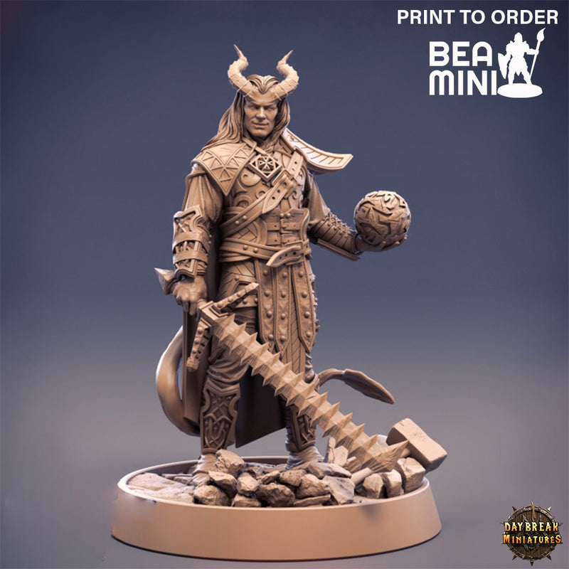 Emil Luckso, Tiefling Warlock | BeaMini Print to Order Miniatures