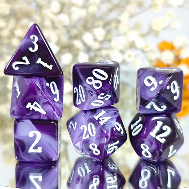 Enchanted Mystic - 7 Piece Polyhedral Dice Set + Dice Bag