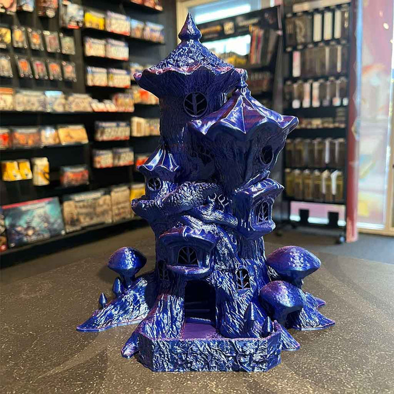 3D Printed Dice Tower - Fairy House (Blue/Purple)